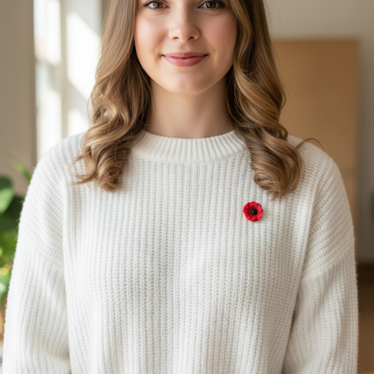Handmade Poppy Pin Brooch, Red Poppies Pin Badge, Papaver Rhoeas