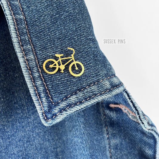 Gold-Plated Bicycle Pin Brooch