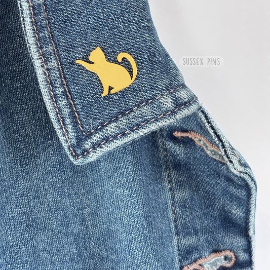Gold-Plated Cat Pin Brooch