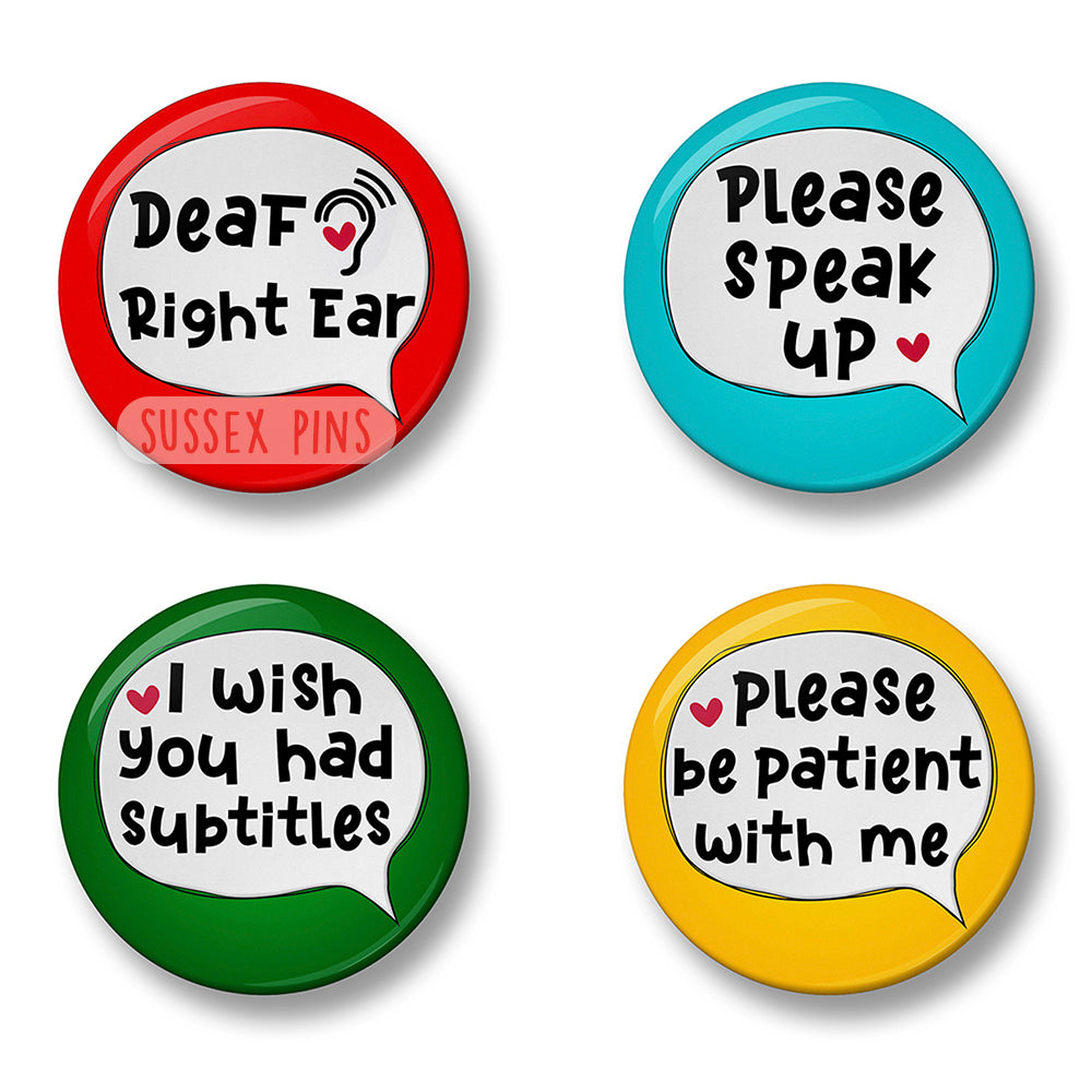 Deaf right ear awareness pin badge - hearing loss identification badge for right ear deafness