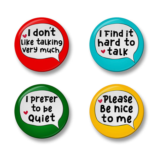 Social Anxiety Awareness Pin Badge Set – Set of 4 Pins, 32mm or 44mm