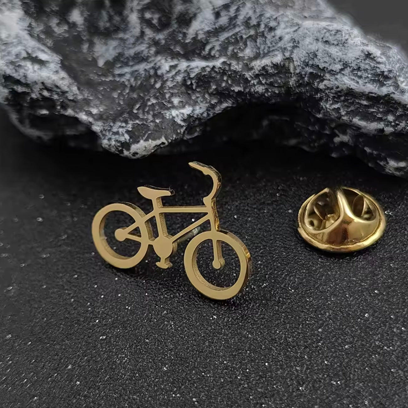 Gold-Plated Bicycle Pin Brooch