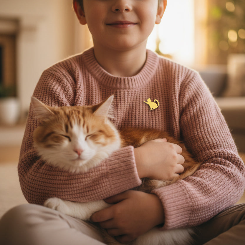 Gold-Plated Cat Pin Brooch