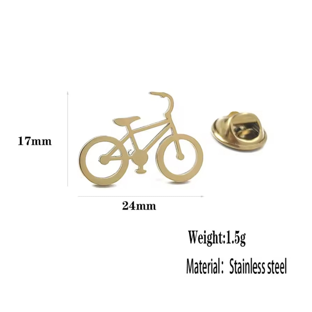 Gold-Plated Bicycle Pin Brooch