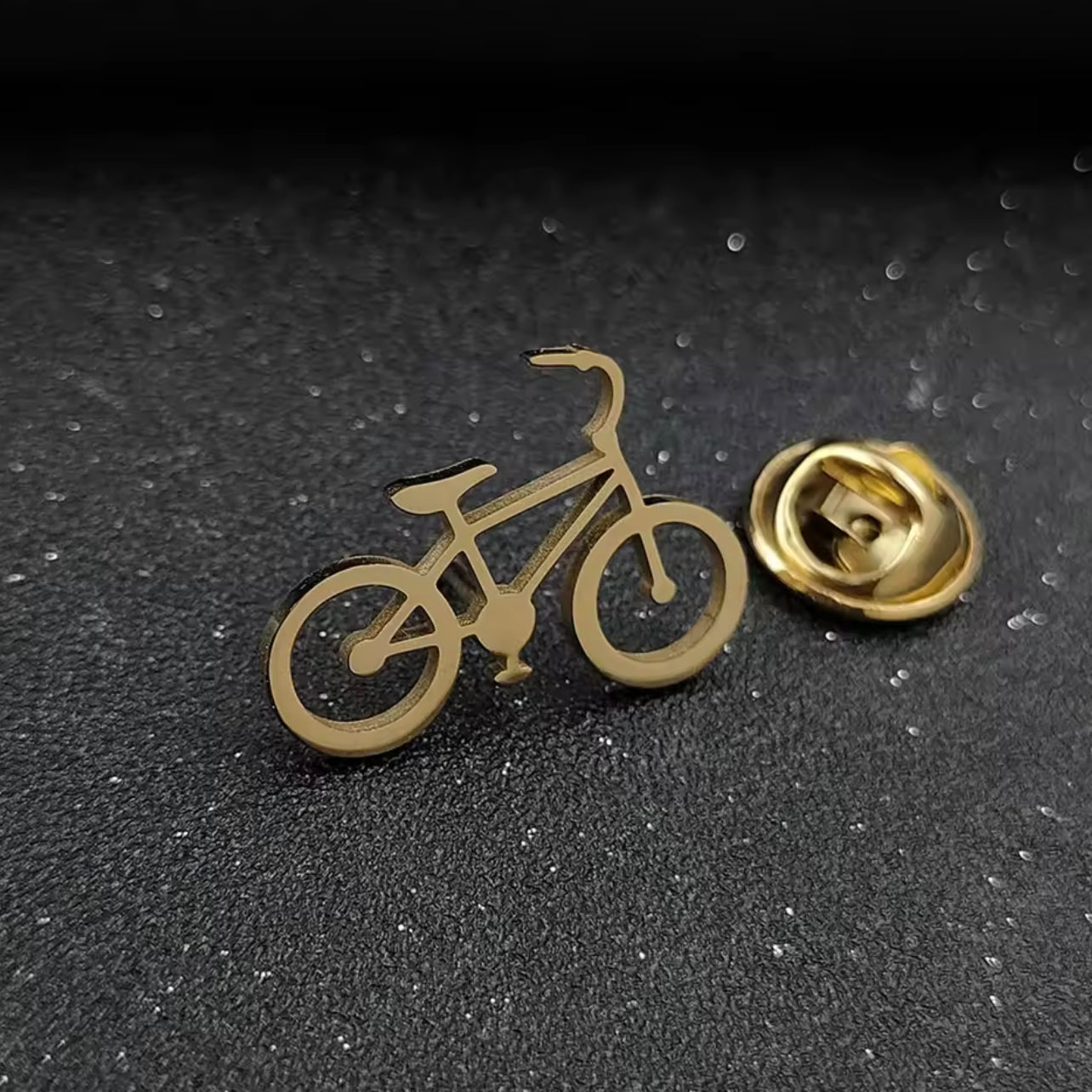 Gold-Plated Bicycle Pin Brooch