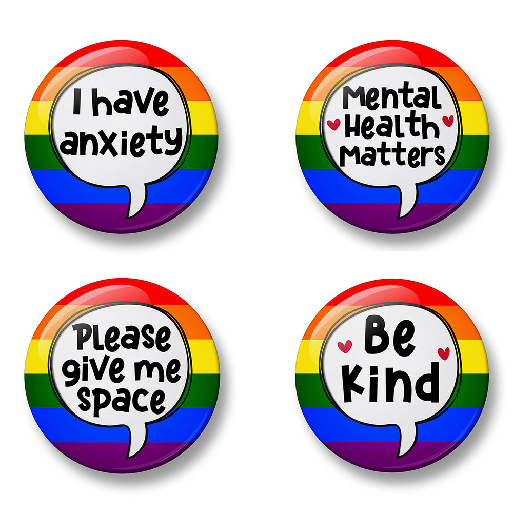 Anxiety Awareness Pin Badge Set – Set of 4 Pins, 32mm or 44mm