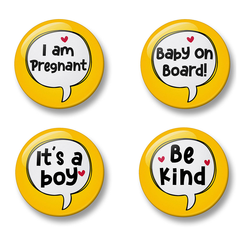 Pregnancy Badge Set Pin – Set of 4 Pins, 32mm or 44mm