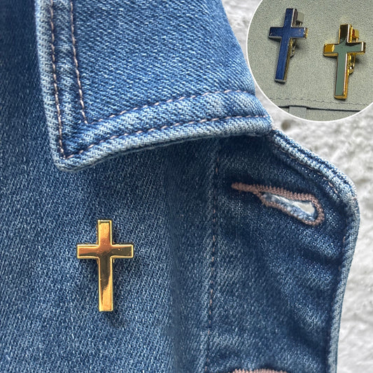 Cross Brooch – Gold & Silver Tone
