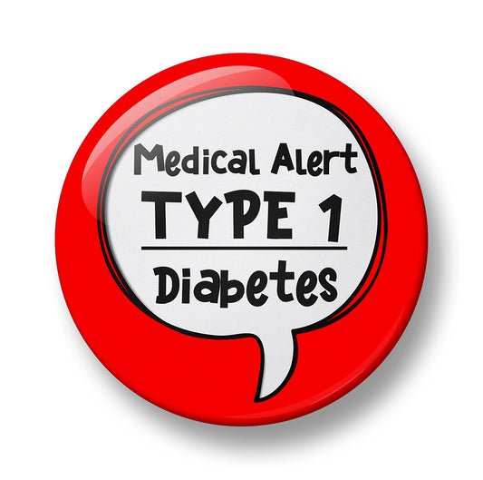 Diabetes Medical Alert Pin Badge – Type 1 & Type 2 Pin Badge – 32mm or 44mm