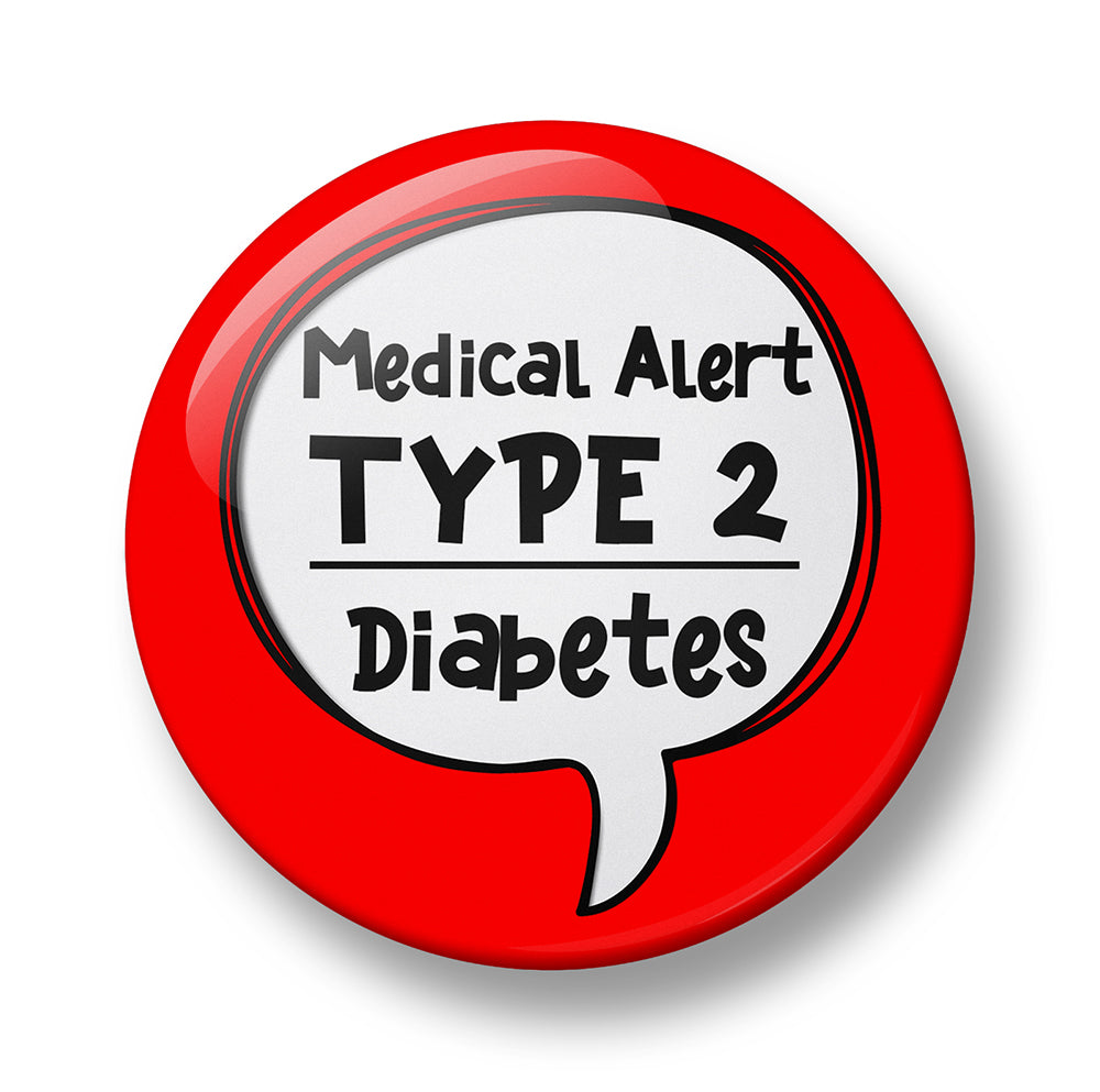 Diabetes Medical Alert Pin Badge – Type 1 & Type 2 Pin Badge – 32mm or 44mm