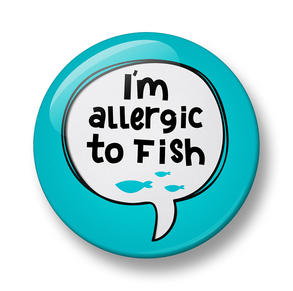 Allergy Alert Pin Badge – Food Allergy Warning – Eggs, Nuts, Peanuts, Fish, Gluten, Milk, Lactose, Sesame & Onion Allergy – 32mm or 44mm