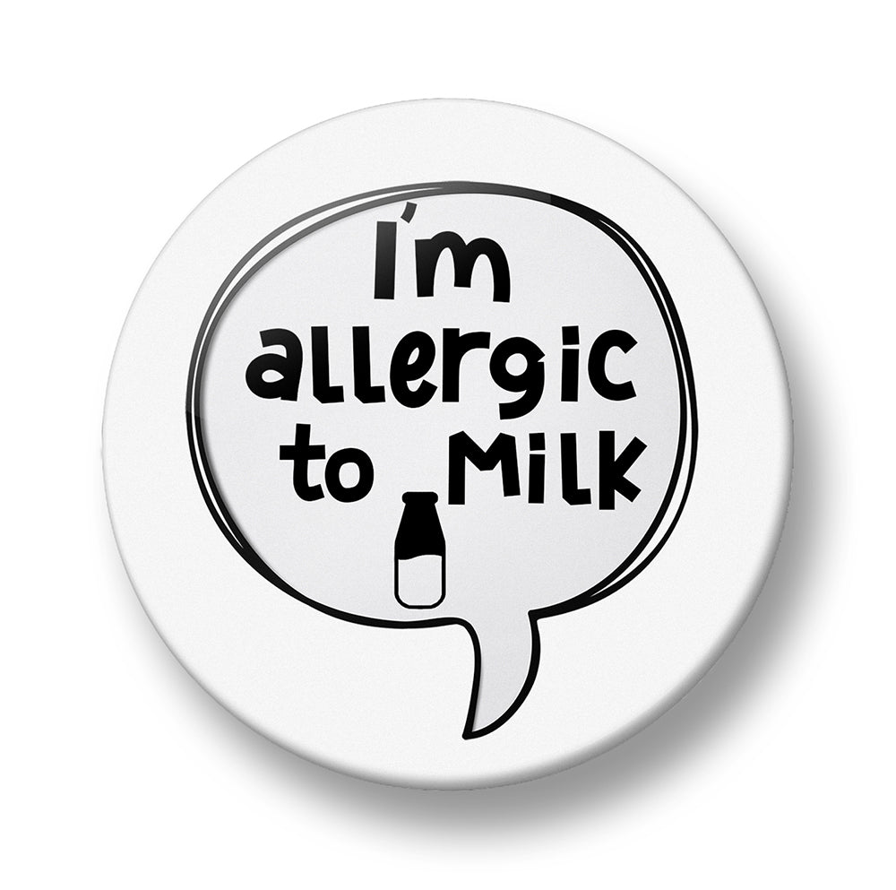 Allergy Alert Pin Badge – Food Allergy Warning – Eggs, Nuts, Peanuts, Fish, Gluten, Milk, Lactose, Sesame & Onion Allergy – 32mm or 44mm