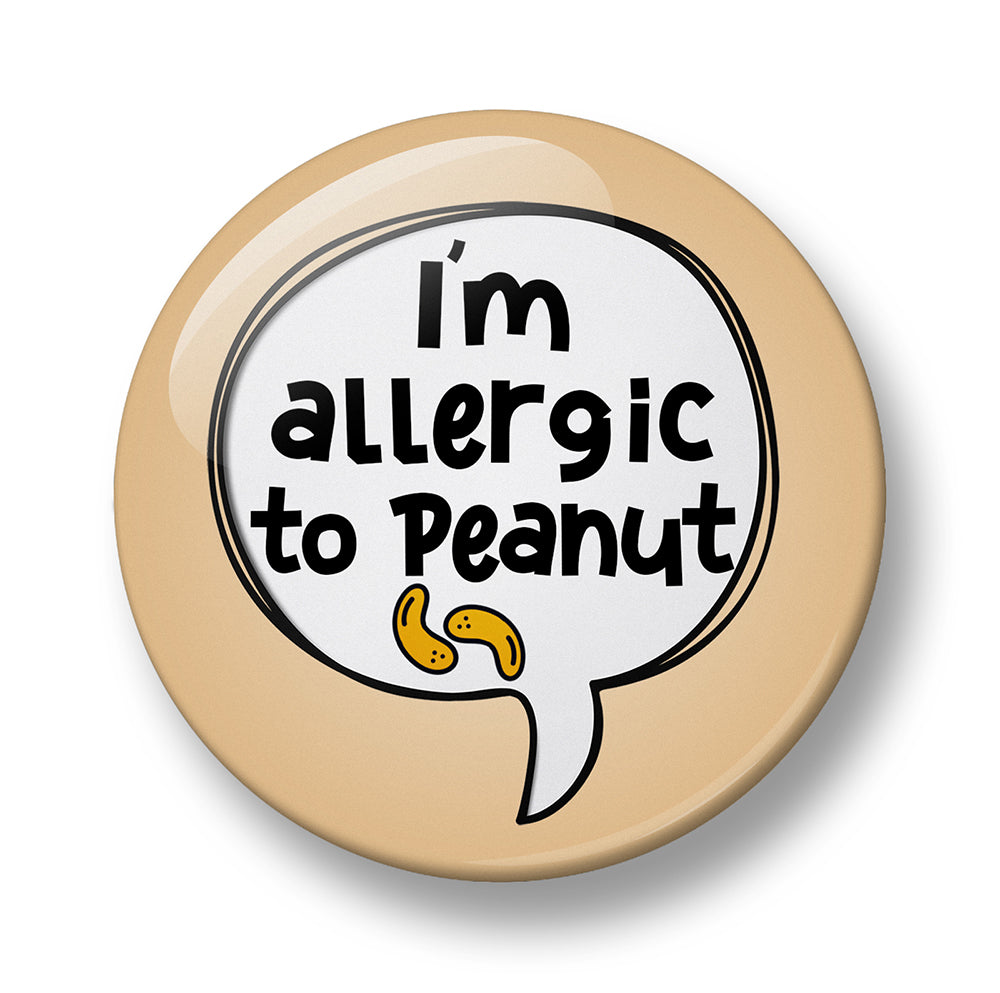 Allergy Alert Pin Badge – Food Allergy Warning – Eggs, Nuts, Peanuts, Fish, Gluten, Milk, Lactose, Sesame & Onion Allergy – 32mm or 44mm