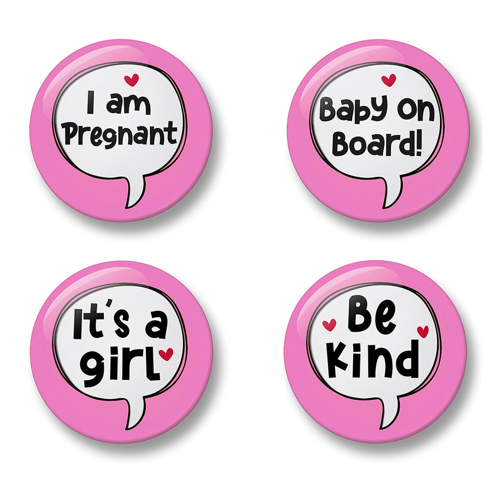 Pregnancy Badge Set Pin – Set of 4 Pins, 32mm or 44mm