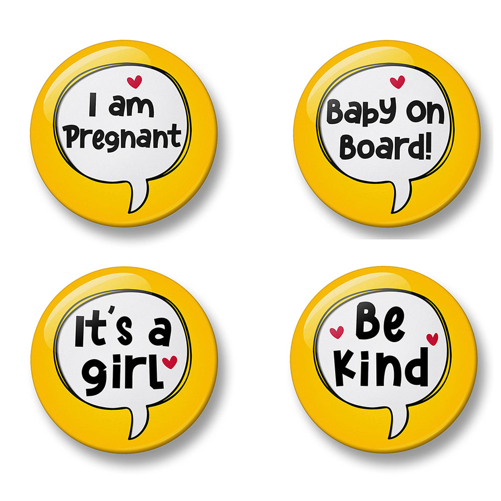 Pregnancy Badge Set Pin – Set of 4 Pins, 32mm or 44mm