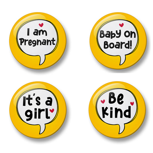 Pregnancy Badge Set Pin – Set of 4 Pins, 32mm or 44mm