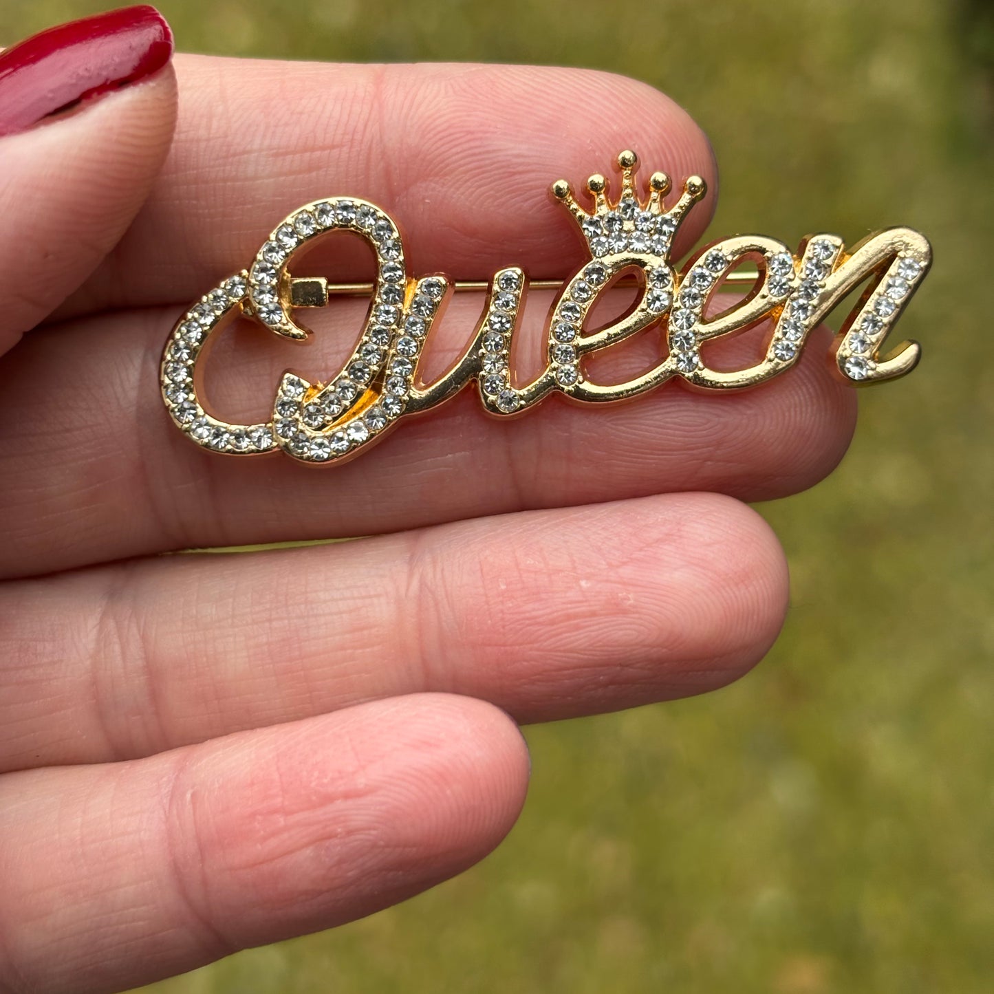 Queen Crown Rhinestone Brooch