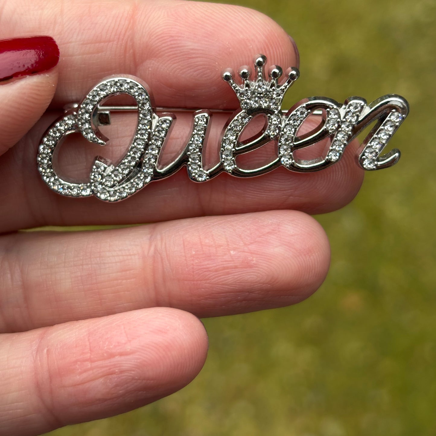 Queen Crown Rhinestone Brooch