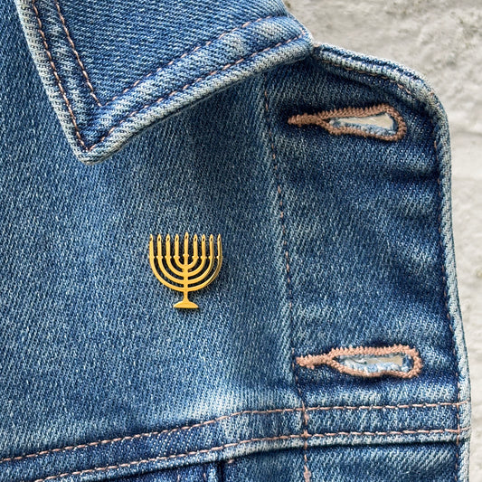 Gold Menorah Brooch