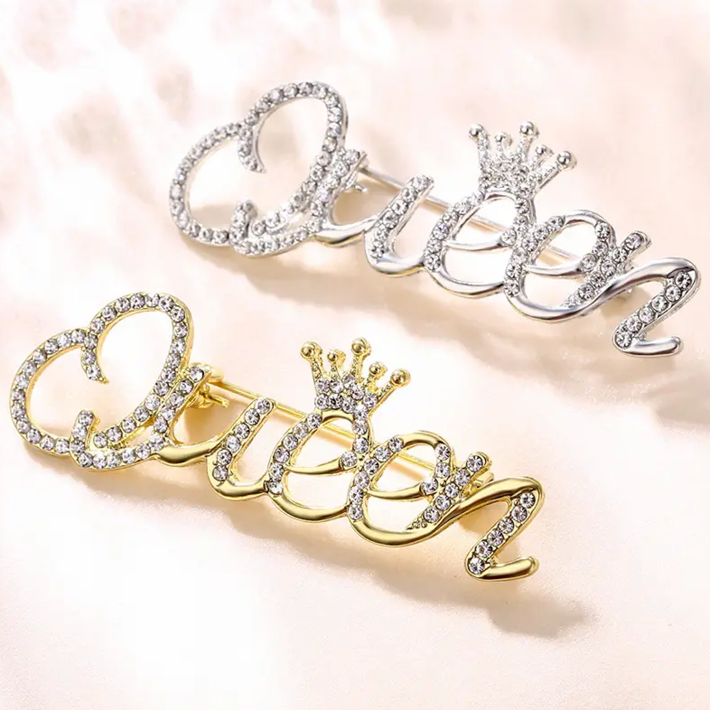 Queen Crown Rhinestone Brooch