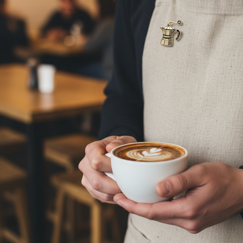 Latte Cup Brooch – Moka Pot Brooch