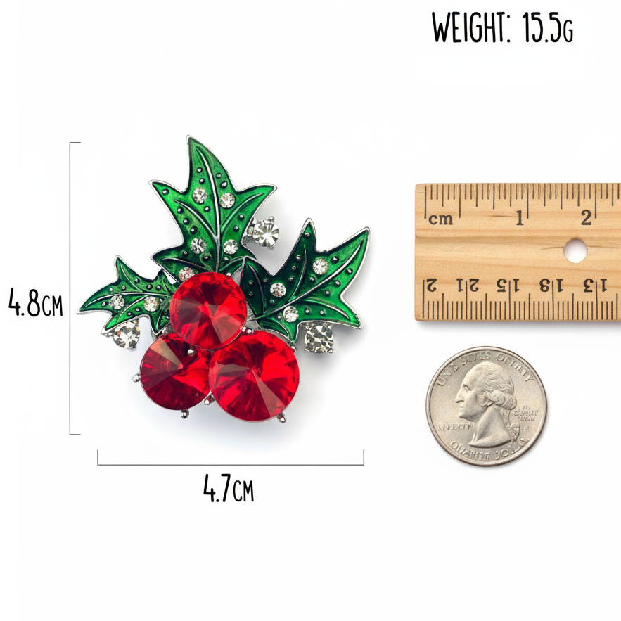 Celebrity Holly Flower Christmas Brooch