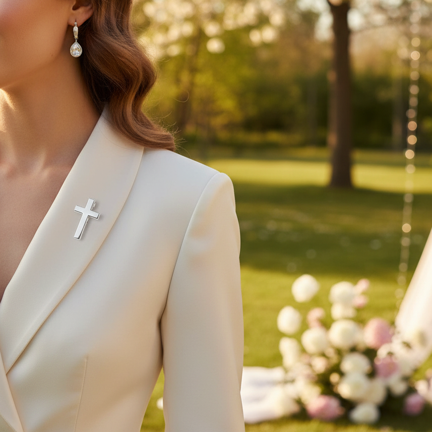 Cross Brooch – Gold & Silver Tone