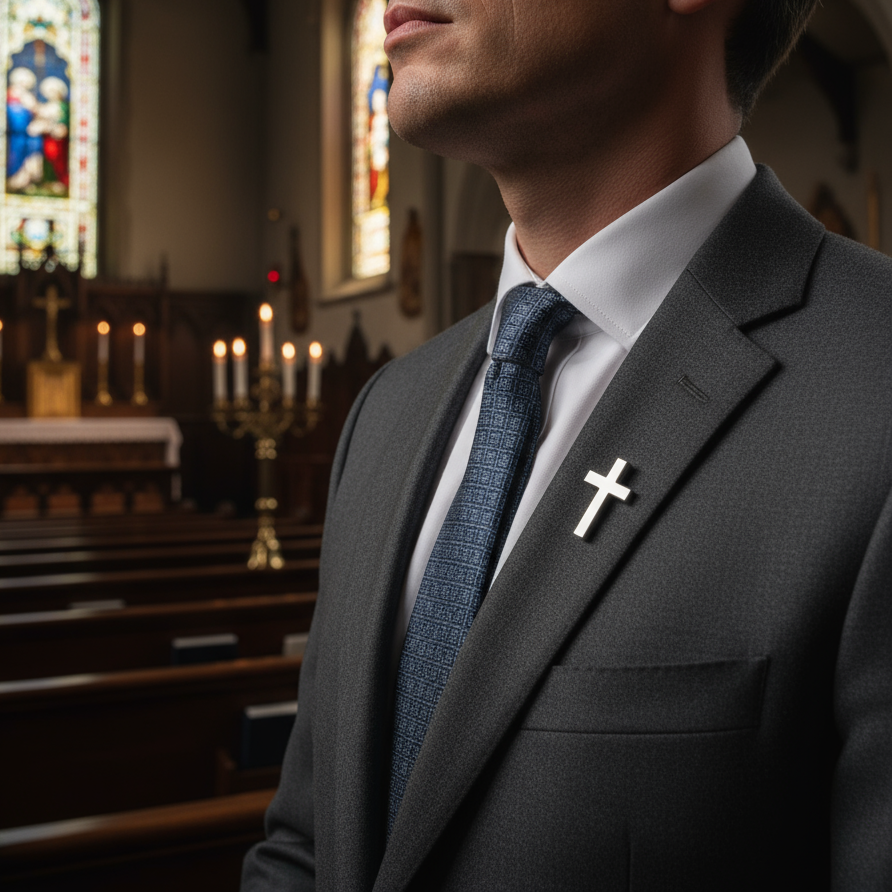 Cross Brooch – Gold & Silver Tone