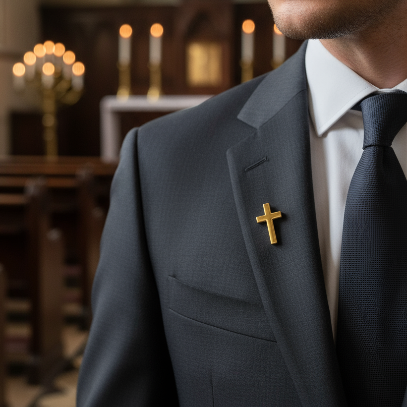 Cross Brooch – Gold & Silver Tone