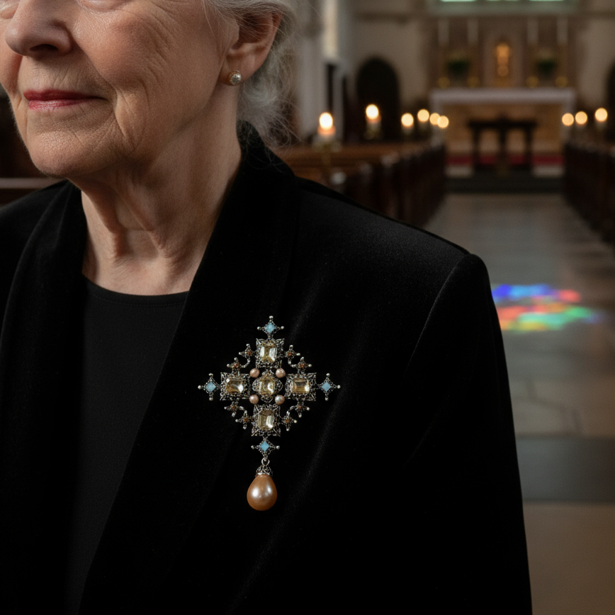 Elegant Cross Brooch