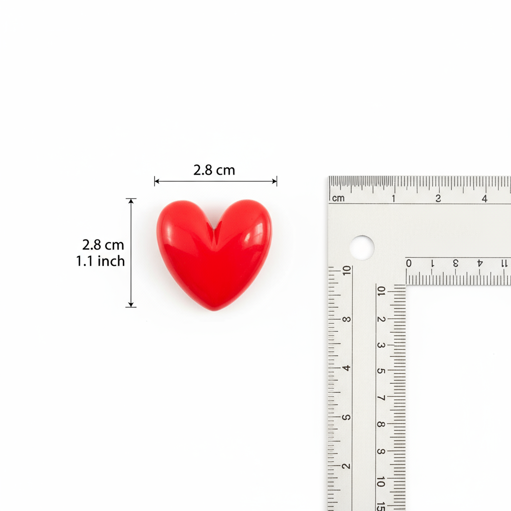 Red Heart Resin Pin Boyut Gösterimi