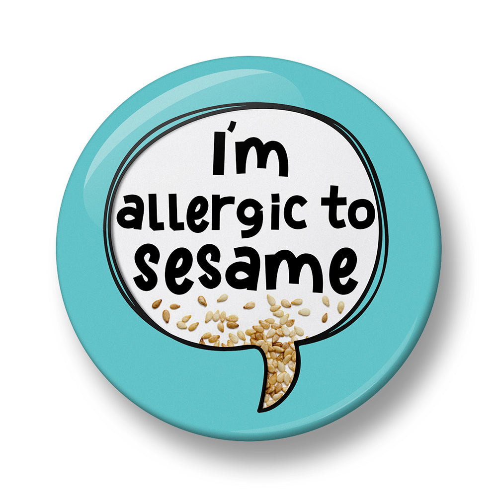 Allergy Alert Pin Badge – Food Allergy Warning – Eggs, Nuts, Peanuts, Fish, Gluten, Milk, Lactose, Sesame & Onion Allergy – 32mm or 44mm