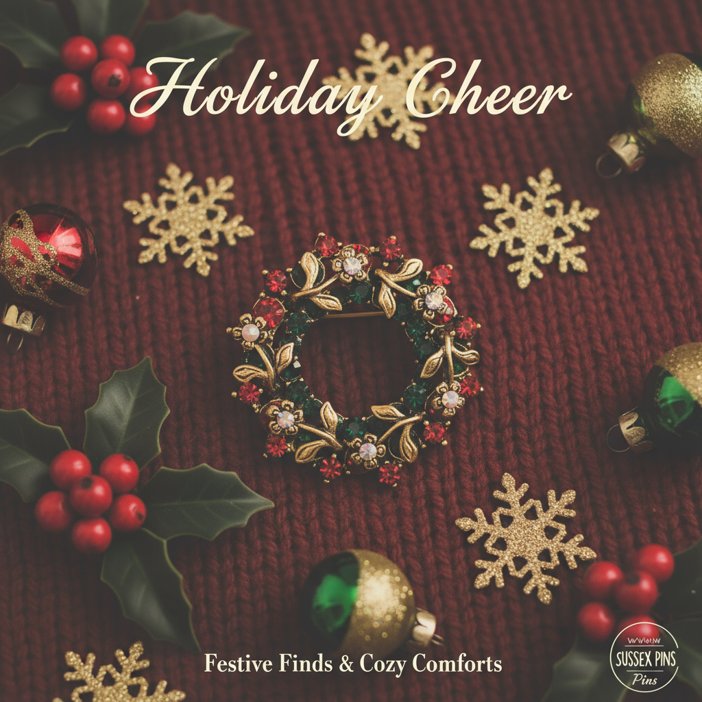 Vintage Christmas Wreath Brooch Sosyal Medya Görseli